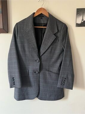 Prada retail Gray Plaid Single-Breasted Blazer- Large